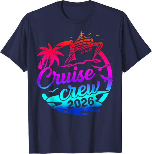 Cruise Crew 2026 Summer Vacation Trip Funny Matching Group T-Shirt - T-Shirt | Navy