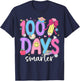 Preppy 100 Days of Smarter Boys Girls Kid 100 Days of School T-Shirt - T-Shirt | Navy