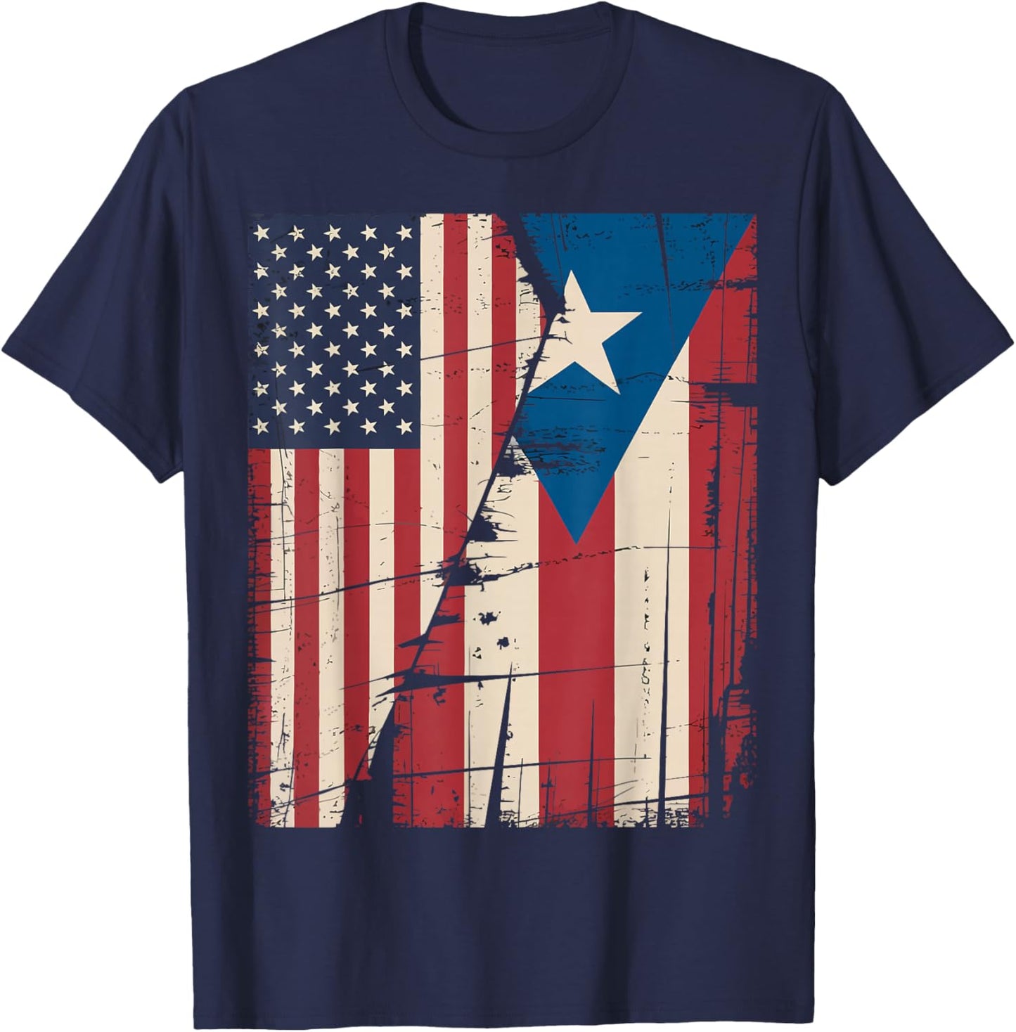 Puerto Rico USA Flag Puerto Rican American Design T-Shirt - T-Shirt | Navy