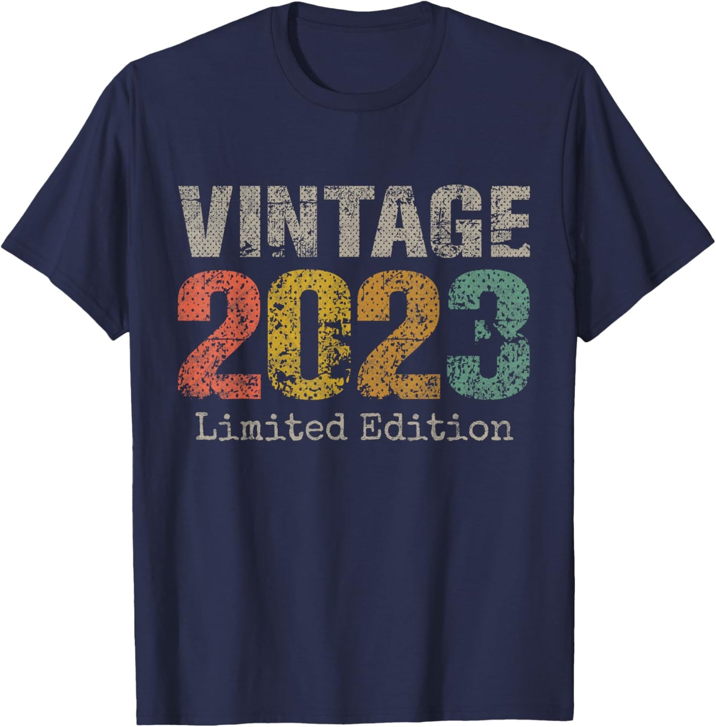 Vintage 2023 Text 3rd Birthday Gift Boy Girl 3 Year Old T-Shirt - T-Shirt | Navy