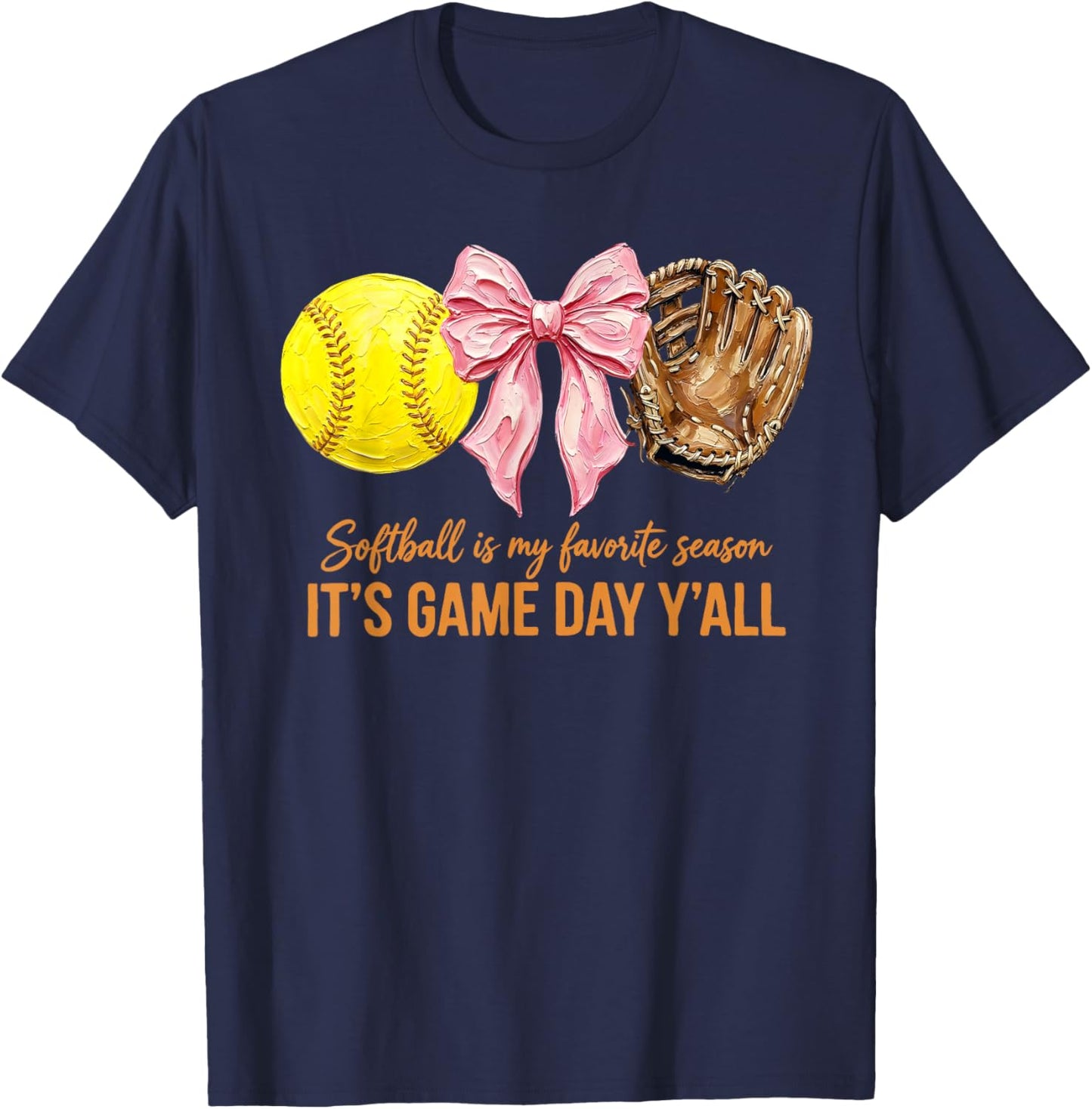 Softball is My Favorite Season Coquette Softball Mom Sister T-Shirt - T-Shirt | Navy