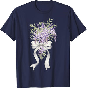Wisteria Flower Botanical Garden Purple Floral T-Shirt - T-Shirt | Navy