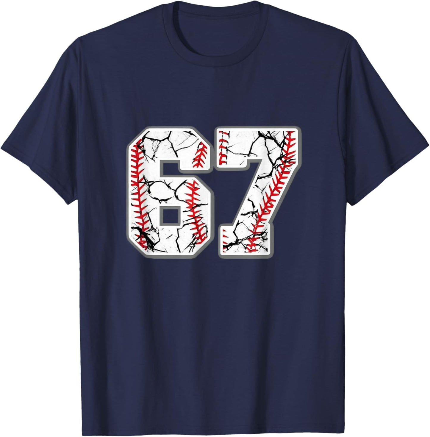 67 Baseball Number 67 Player 67th Birthday T-Shirt - T-Shirt | Navy