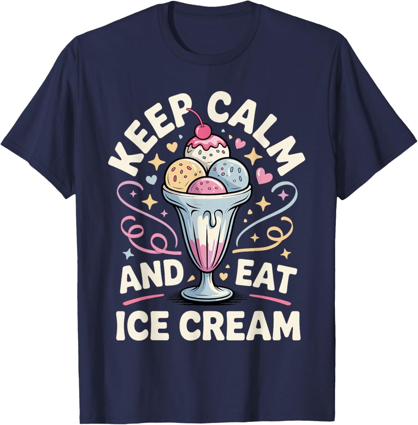 Funny Ice Cream Art Women Kids Dessert Ice Cream Fan T-Shirt - T-Shirt | Navy