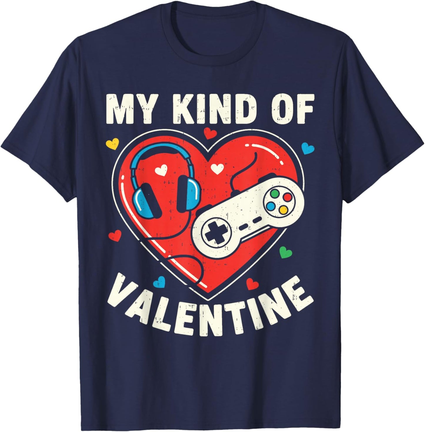 Video Game Funny Gamer Valentines Day for Teens Boys Kids T-Shirt - T-Shirt | Navy