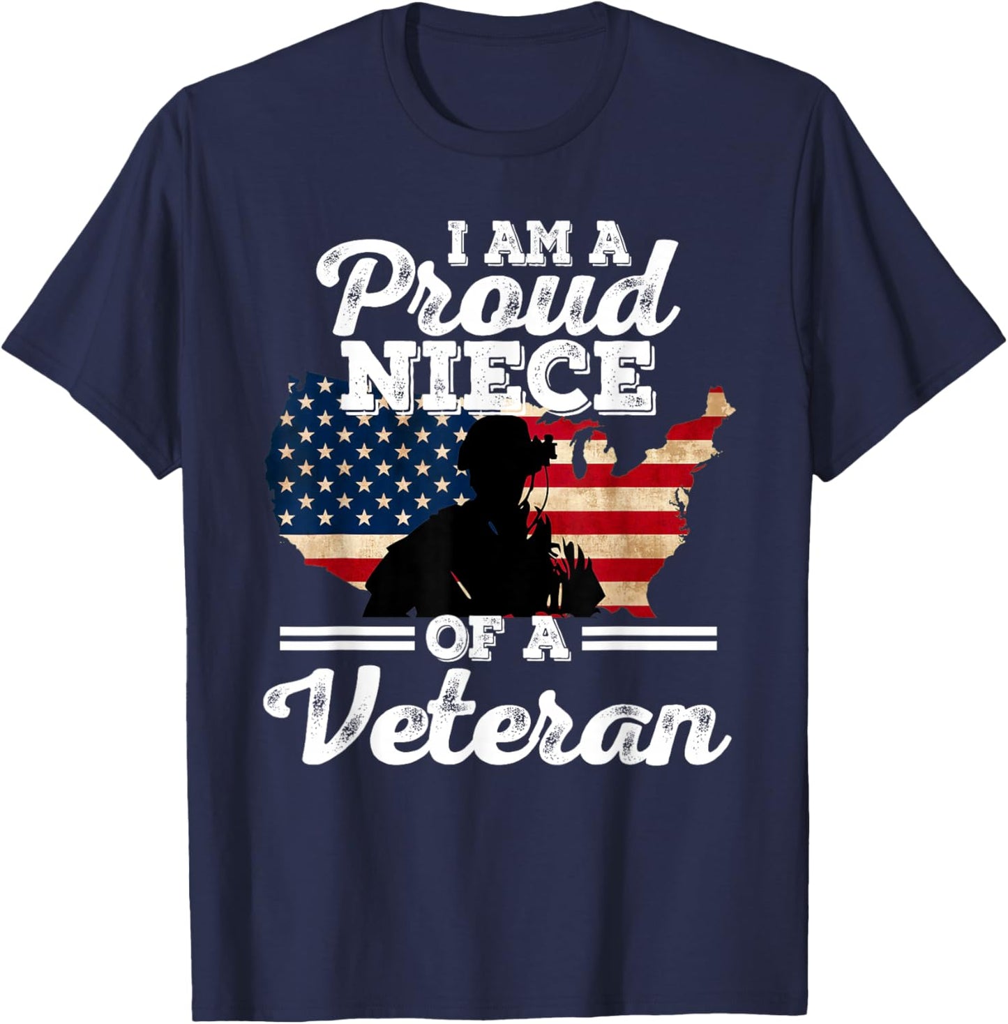 Proud Niece of a Veteran Patriotic Veterans Day T-Shirt - T-Shirt | Navy