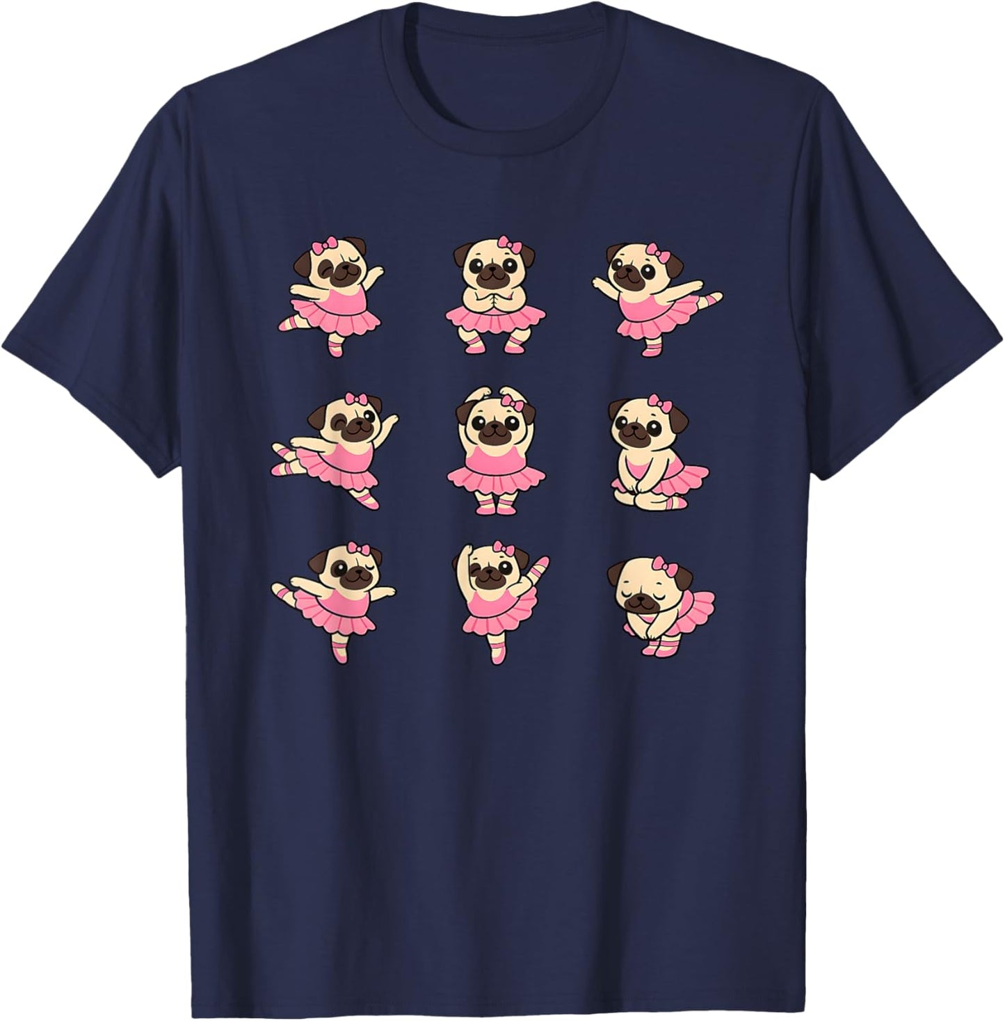 Funny Pug Ballet Ballerina Dance Costume T-Shirt - T-Shirt | Navy