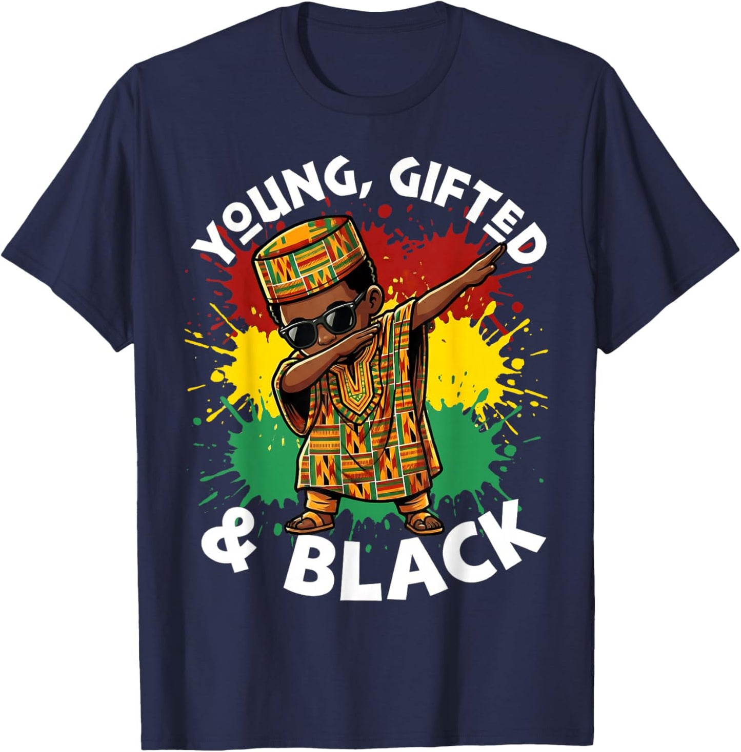Dabbing African Boy Kid Toddler Young Gifted Black History T-Shirt - T-Shirt | Navy