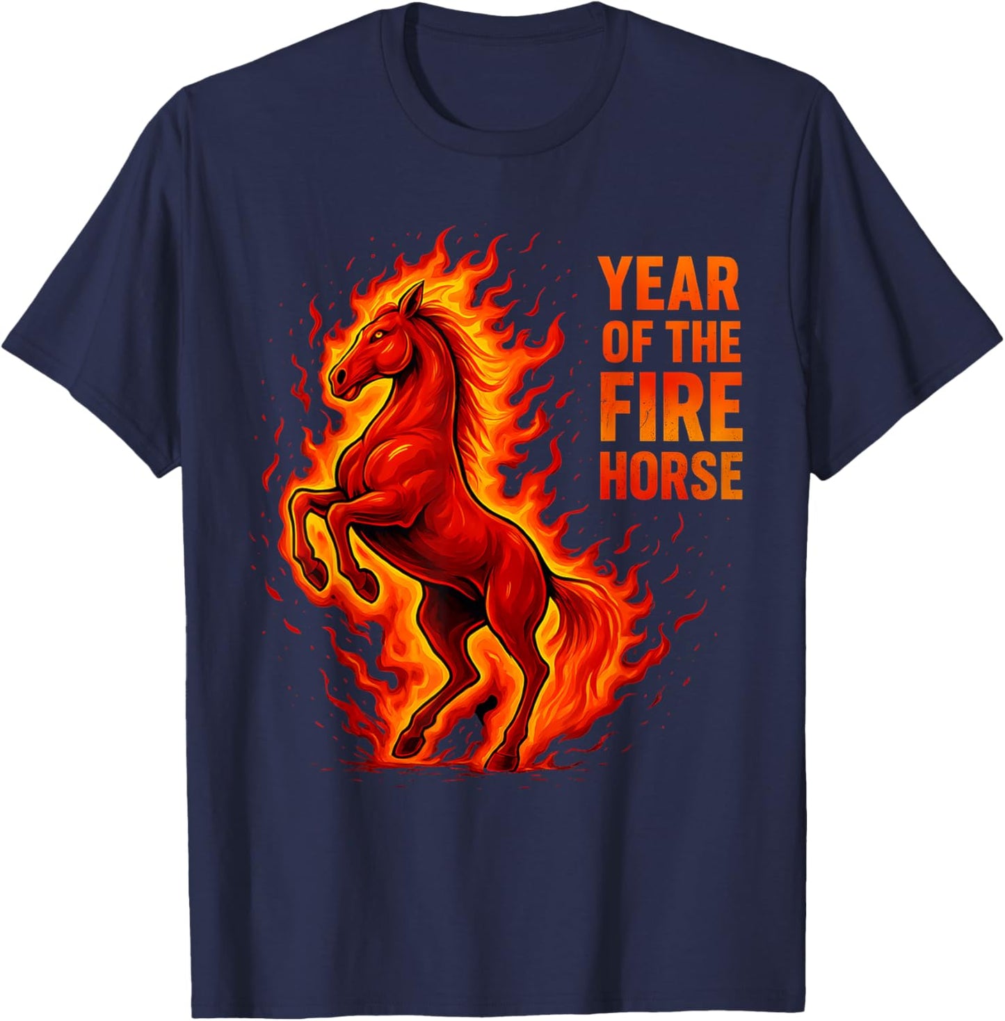 Year of The Fire Horse Happy Chinese Lunar New Year 2026 T-Shirt - T-Shirt | Navy