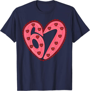 Funny Valentine Six Seven 6 7 Heart Meme Men Women Kid T-Shirt - T-Shirt | Navy