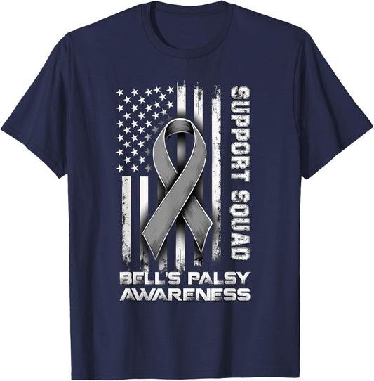Retro Support Squad Bell's Palsy Awareness T-Shirt - T-Shirt | Navy