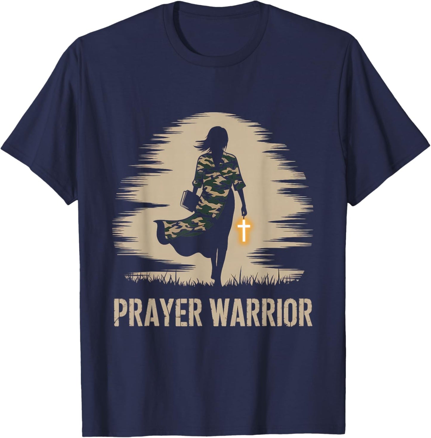 Prayer Warrior God Jesus Christian Black Girl Women T-Shirt - T-Shirt | Navy