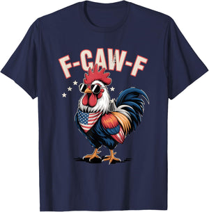 F-Caw-F Patriotic Rooster USA Flag T-Shirt - T-Shirt | Navy