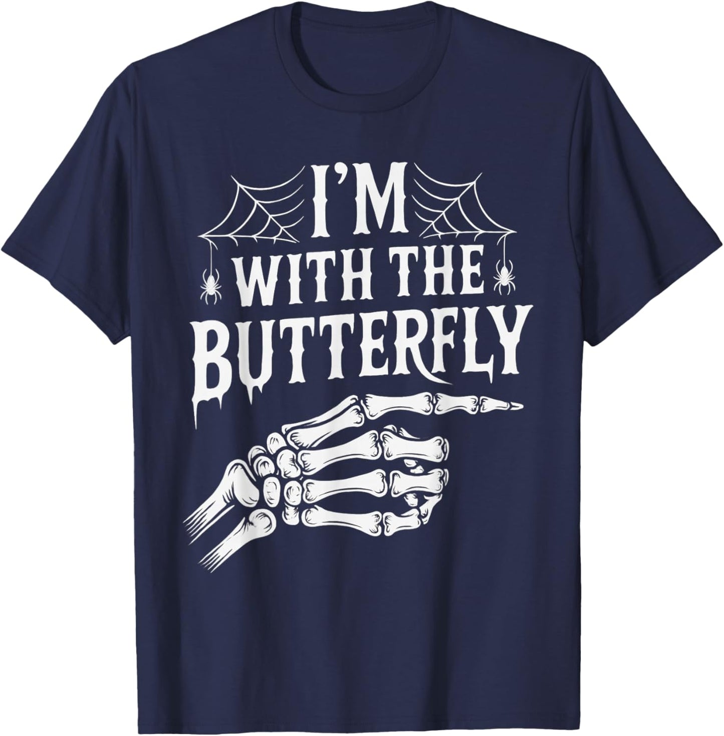 I'm with Butterfly Halloween Costume Couples Matching T-Shirt - T-Shirt | Navy