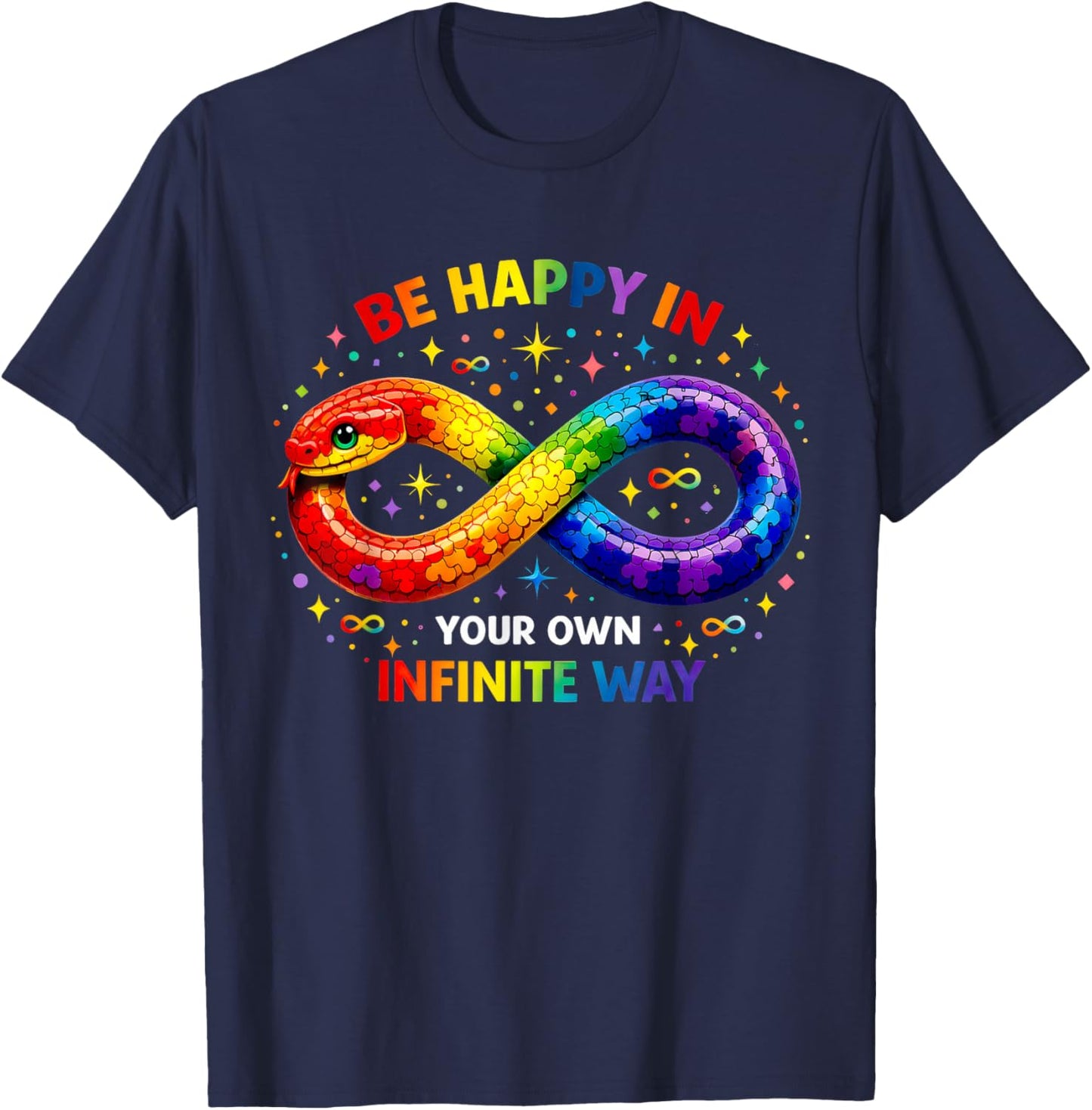 Infinite Snake Be Happy in Your Own Way Autism Awareness Kid T-Shirt - T-Shirt | Navy