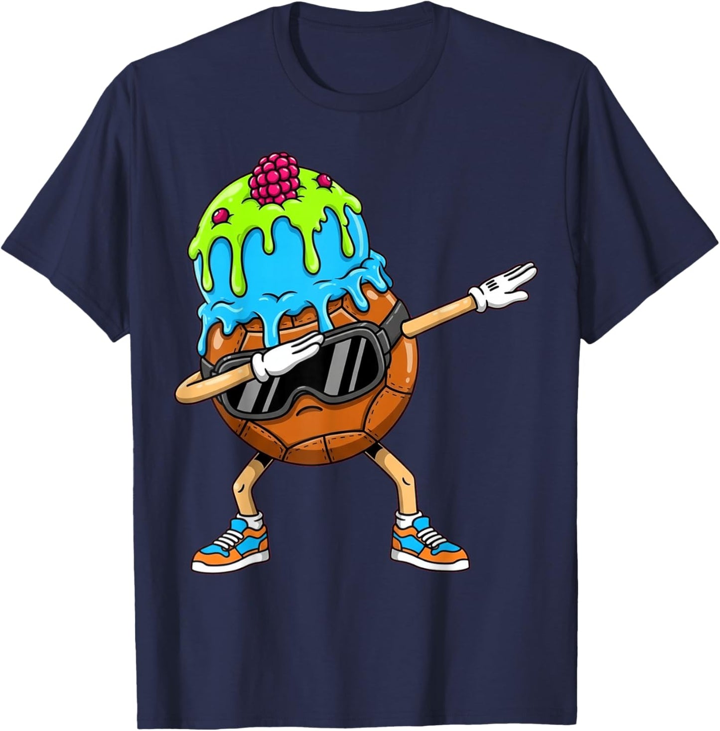 Dabbing Handball Drip Ice Cream Kids Youth Boys Girls T-Shirt - T-Shirt | Navy