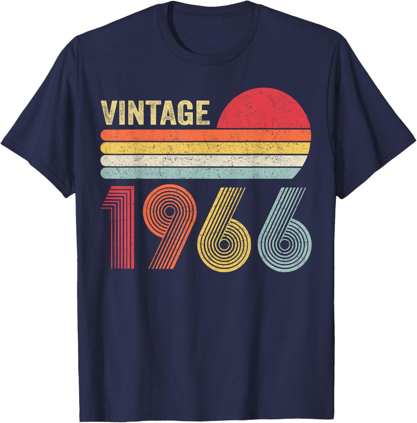 Vintage 1966 60th Birthday Gift Men Women 60 Years Old T-Shirt - T-Shirt | Navy