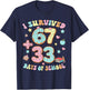 I Survived 67 33 Days of School for Girl Boys Kids 100th Day T-Shirt - T-Shirt | Navy