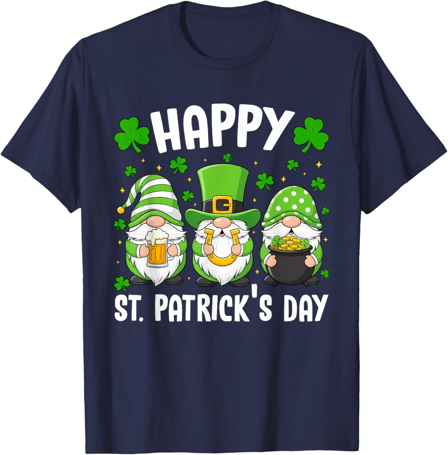 Irish Gnome Green St Patricks Day Women Saint Patricks Girls T-Shirt - T-Shirt | Navy