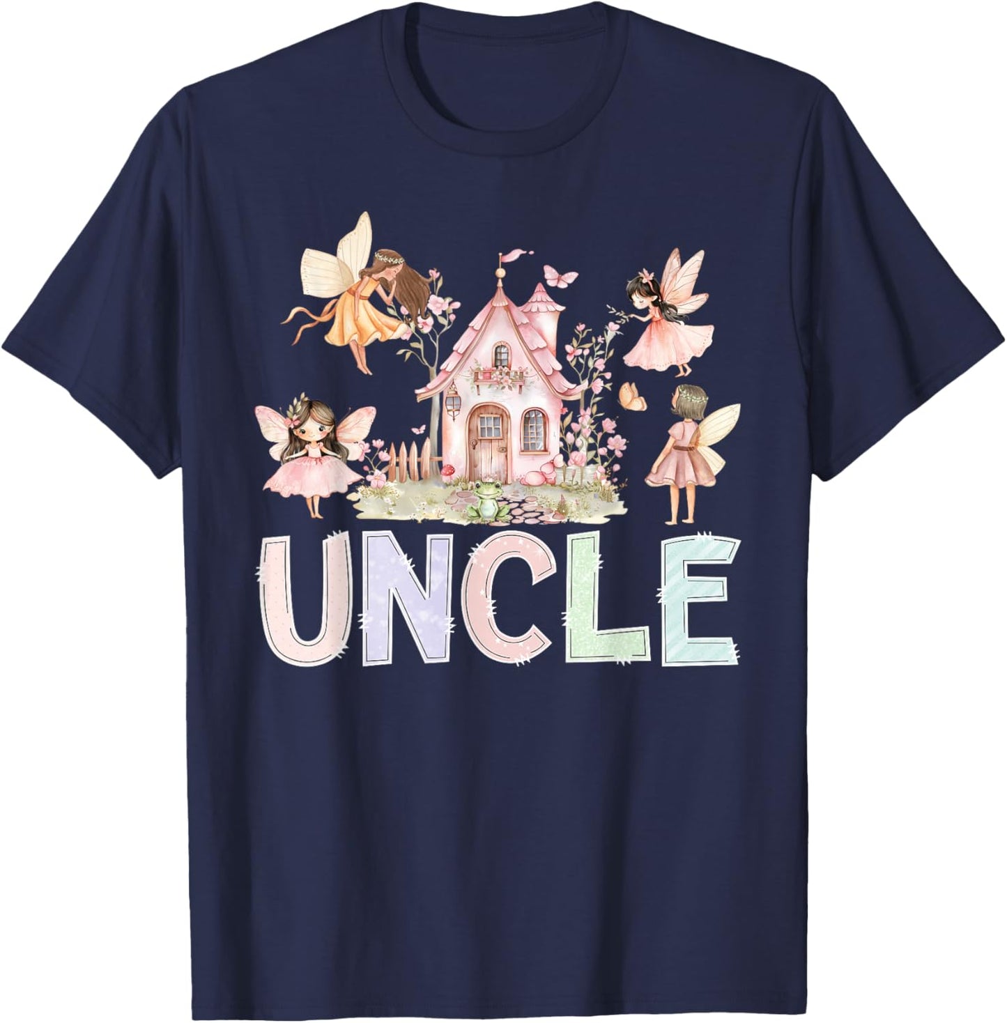Fairy Uncle Magical Floral Birthday Girl Fairytale Matching T-Shirt - T-Shirt | Navy