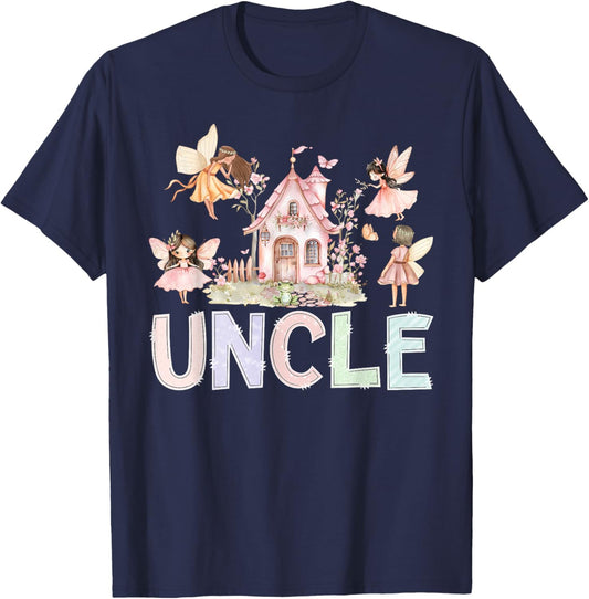 Fairy Uncle Magical Floral Birthday Girl Fairytale Matching T-Shirt - T-Shirt | Navy