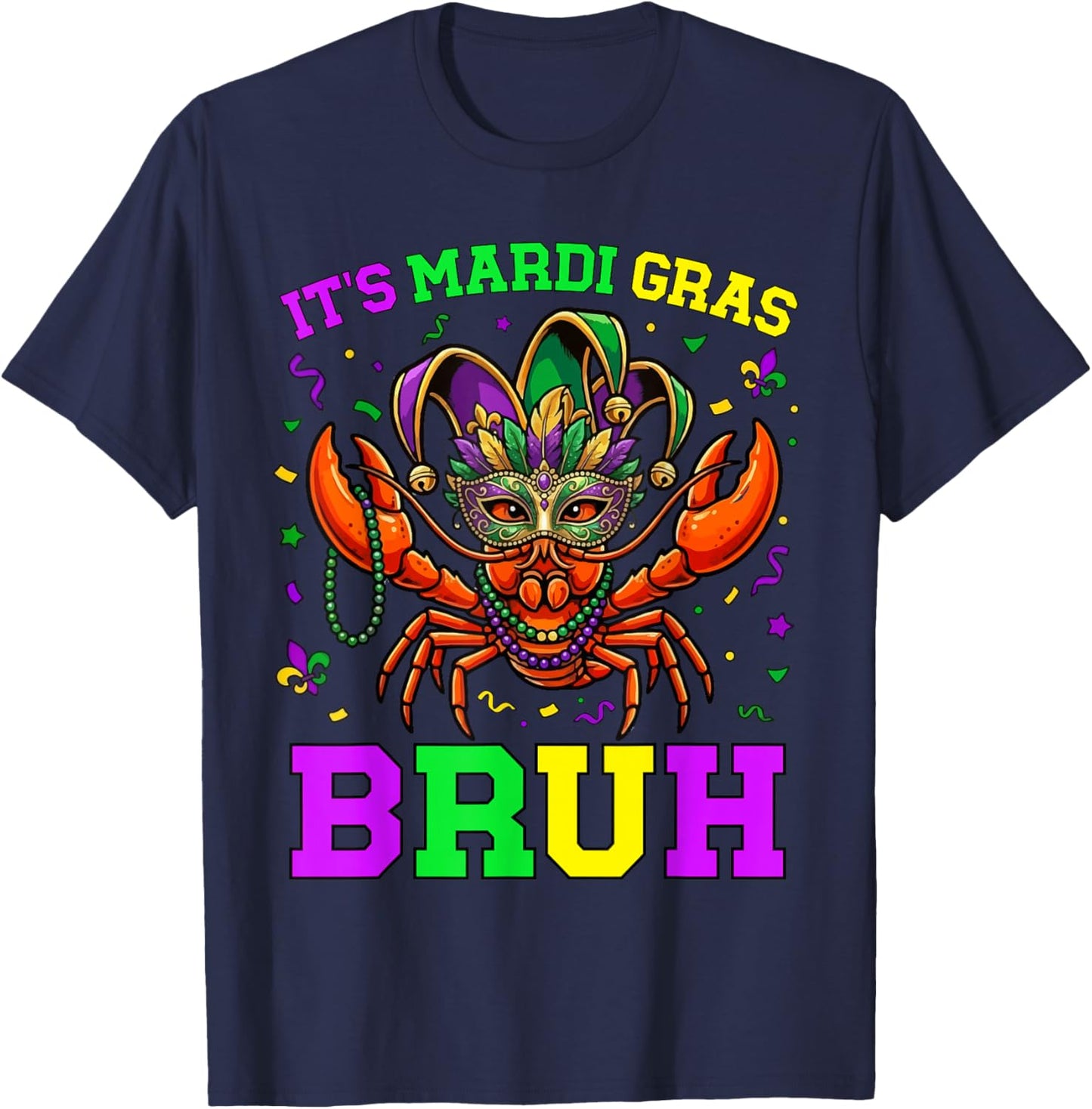 Bruh Mardi Gras Crawfish Boys Girls Kids Mardi Gras T-Shirt - T-Shirt | Navy