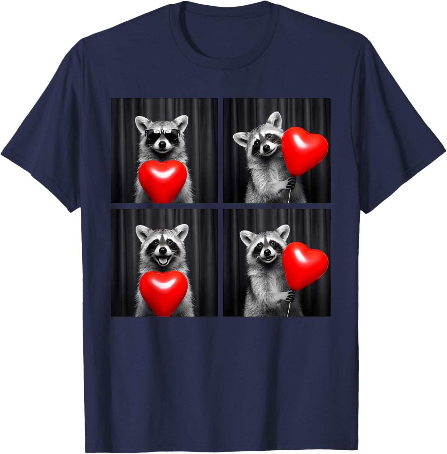 Valentines Raccoon Lover Photobooth Selfie Love Heart Women T-Shirt - T-Shirt | Navy