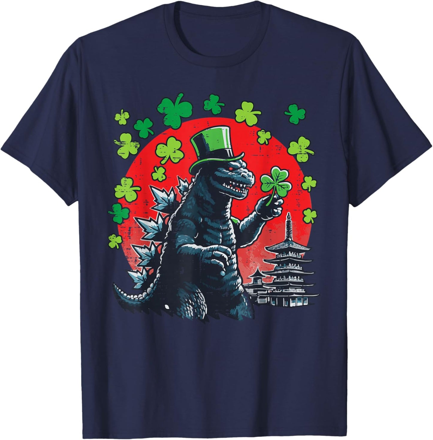 St Patricks Day Kaiju Japanese Monster Irish Men Women Kids T-Shirt - T-Shirt | Navy