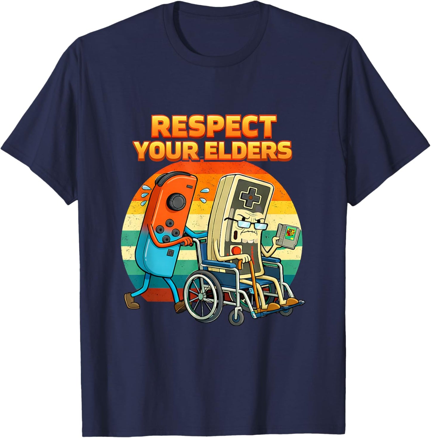 Retro Gamer Respect Elders Classic Funny Video Games T-Shirt - T-Shirt | Navy