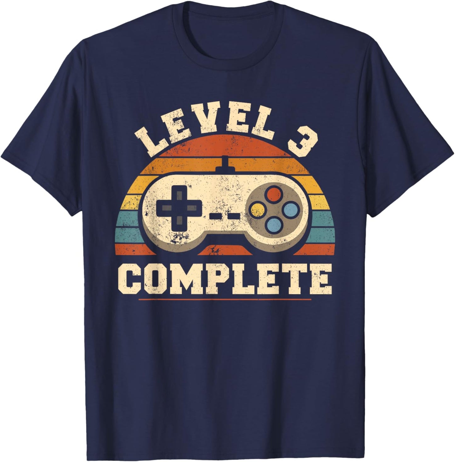 3rd Wedding Anniversary Her Retro Level 3 Complete T-Shirt - T-Shirt | Navy