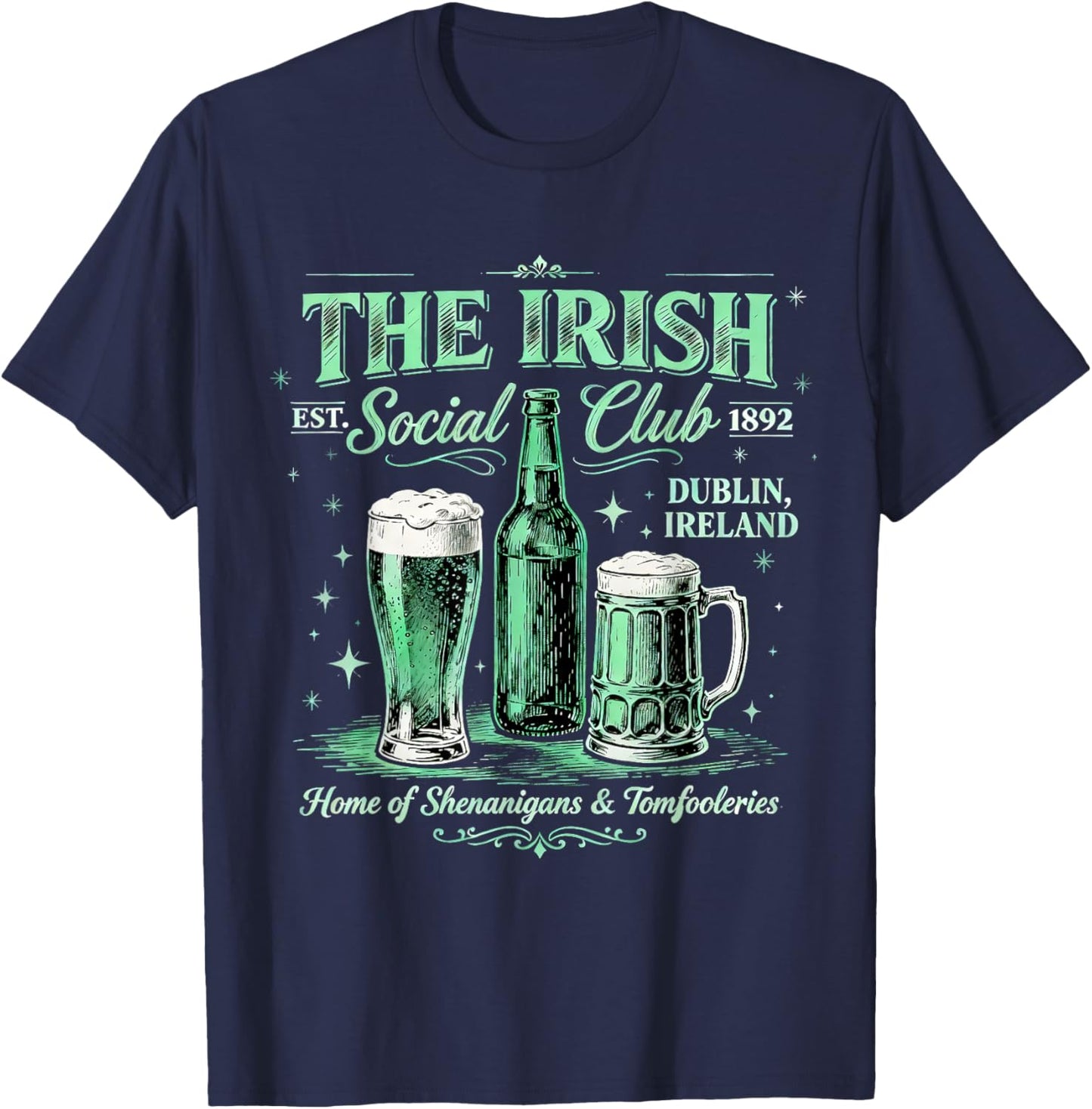 The Irish Social Club Vintage Drinking Team St Patrick's Day T-Shirt - T-Shirt | Navy
