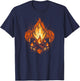 Campfire Fleur-De-Lis Abstract Scouting Logo Art T-Shirt - T-Shirt | Navy