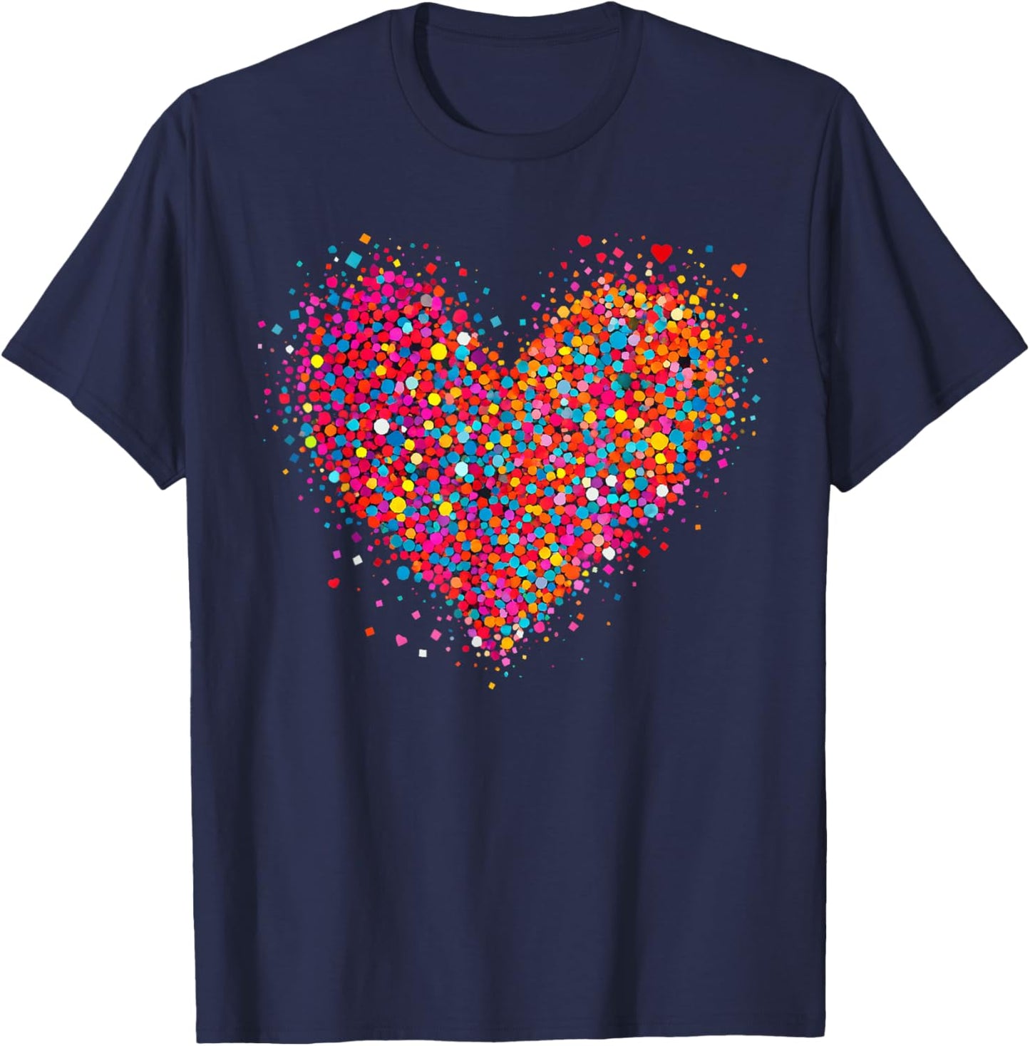 Valentine Colorful Confetti Heart Men Women Kid T-Shirt - T-Shirt | Navy