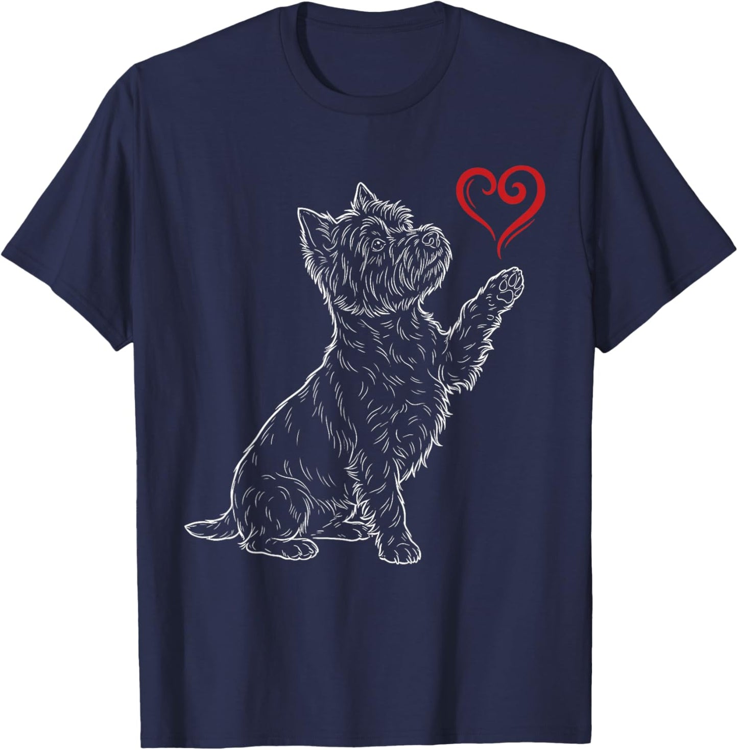 West Highland White Terrier Dog Art Holding Heart Valentines T-Shirt - T-Shirt | Navy