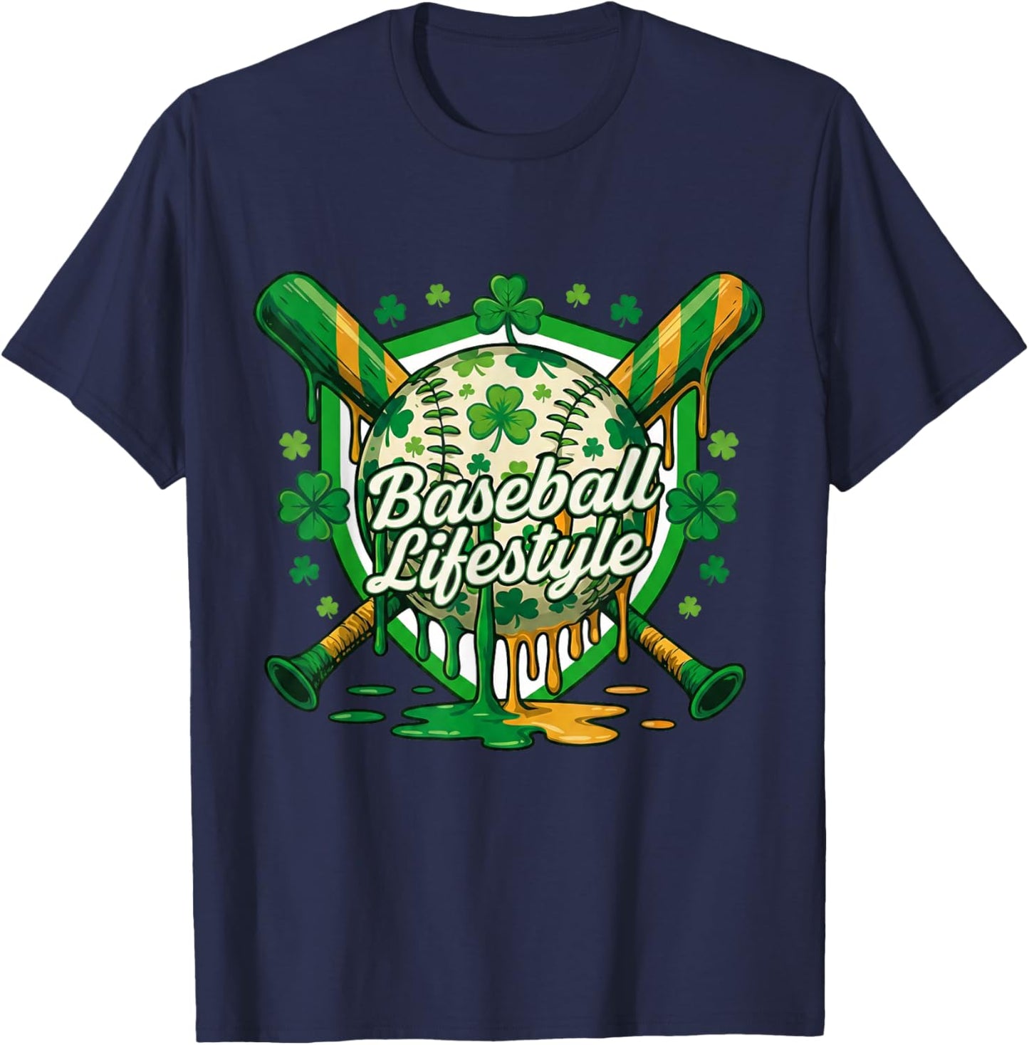 Baseball St Patricks Day Boys Girls Men Women Irish lifestyl T-Shirt - T-Shirt | Navy