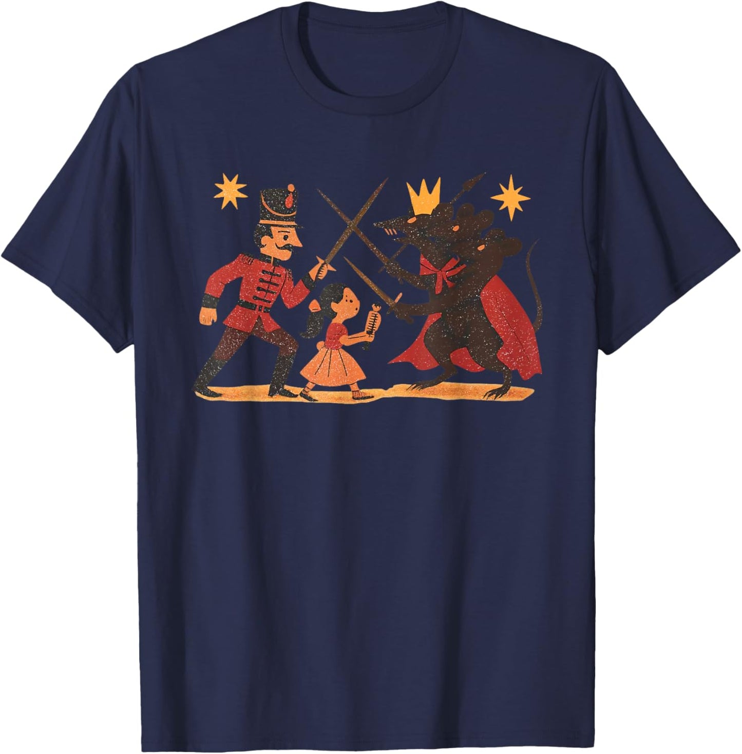 Vintage Nutcrackers Ballet Sugar Plum Fairy Girl Mouse Xmas T-Shirt - T-Shirt | Navy