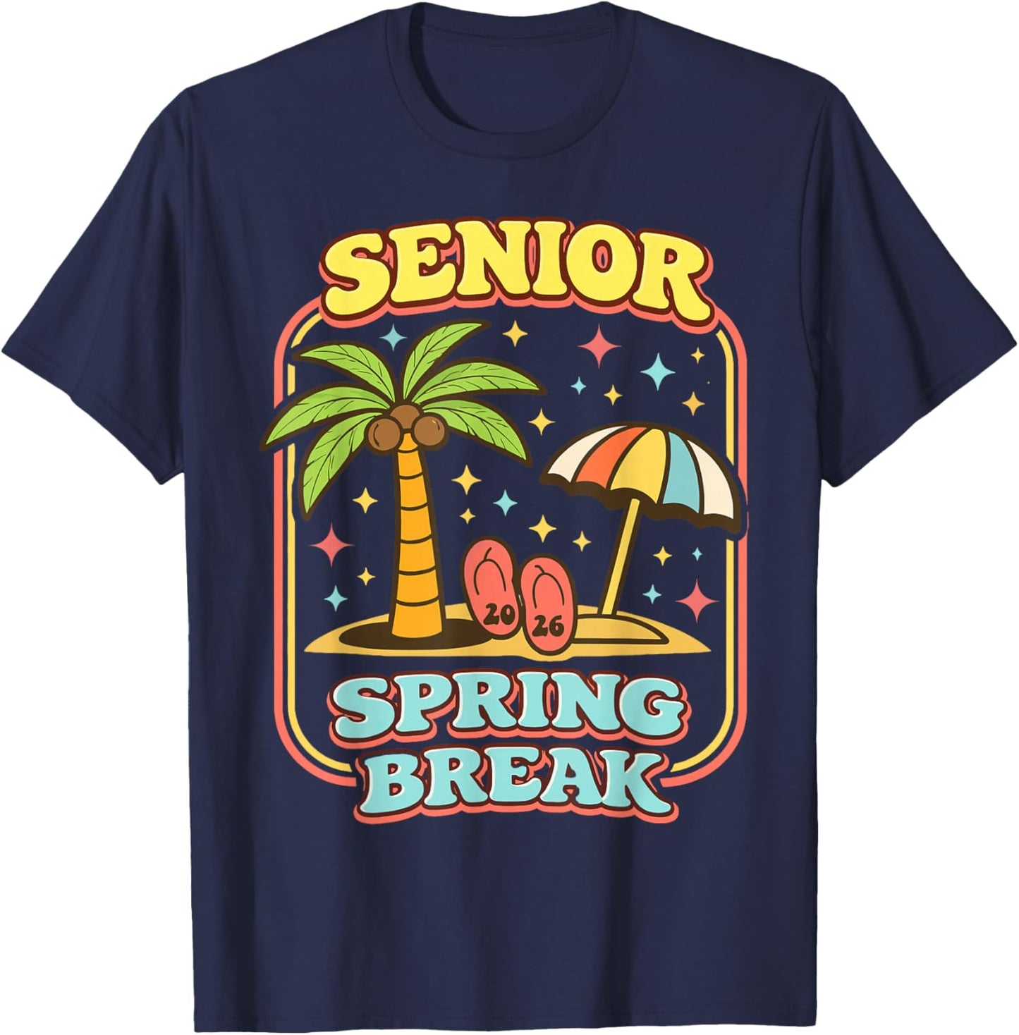 Vintage Senior Spring Break 2026 Tropical Summer Vacation T-Shirt - T-Shirt | Navy