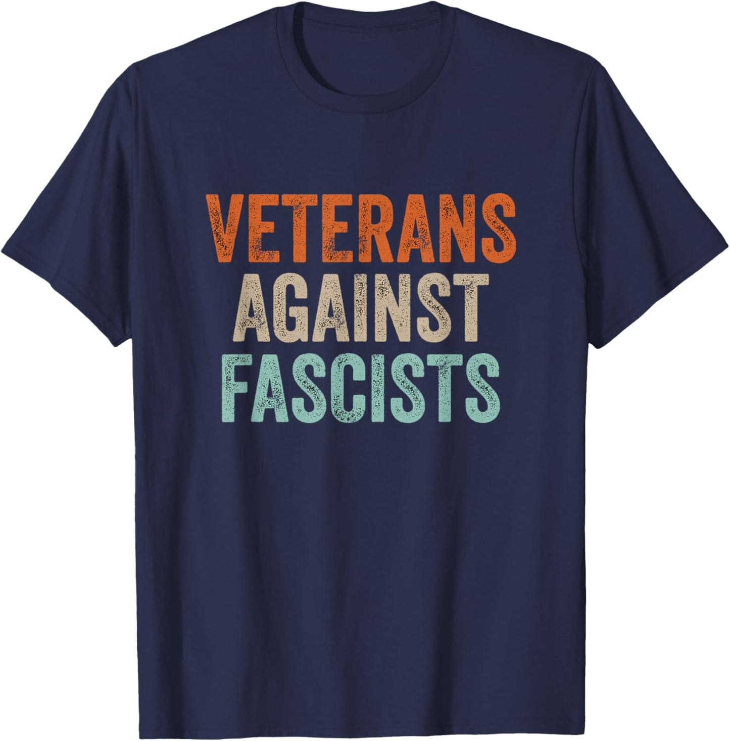 Veterans Against Fascists Retro Patriotic Veteran US Army T-Shirt - T-Shirt | Navy