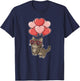 Girls Valentines Day Heart Balloons Brown Tabby Cat T-Shirt - T-Shirt | Navy