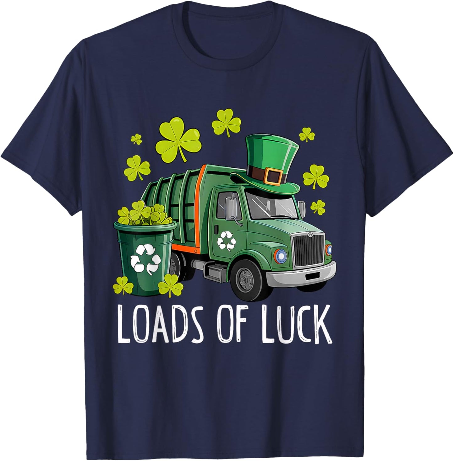St Patricks Day Garbage Truck Load of Luck Toddler Boys Kids T-Shirt - T-Shirt | Navy