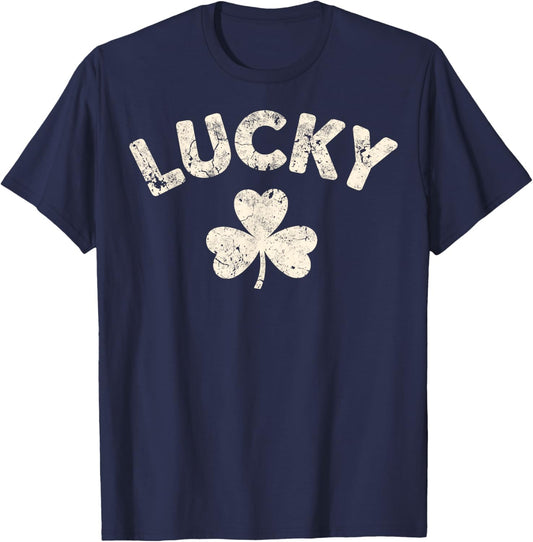 Vintage St.Patrick’s Day Shenanigans Lucky Shamrock T-Shirt - T-Shirt | Navy
