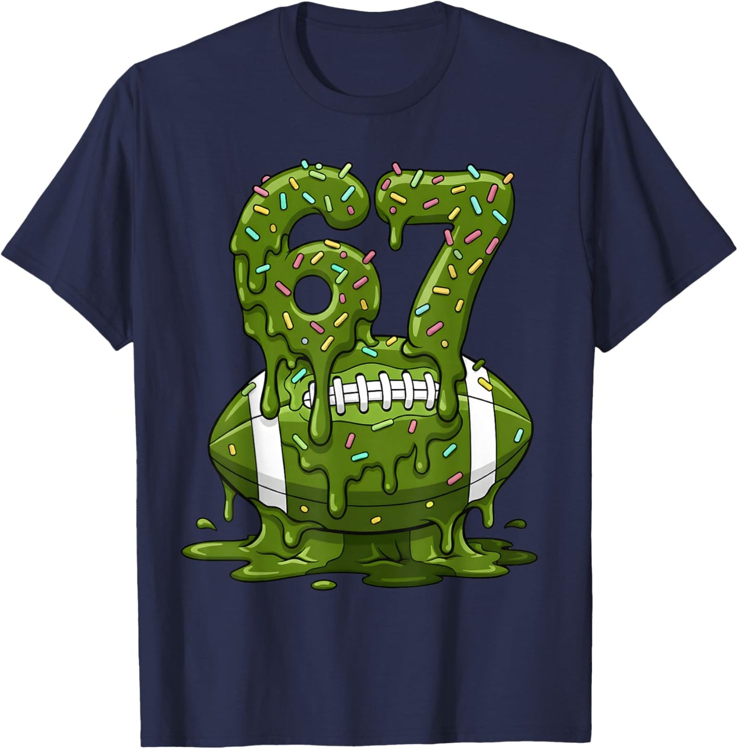 American Football Drip Number 67 Player 67th Birthday T-Shirt - T-Shirt | Navy