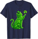 St Patricks Day Lucky Shamrock Cat Irish Leprechaun Hat T-Shirt - T-Shirt | Navy