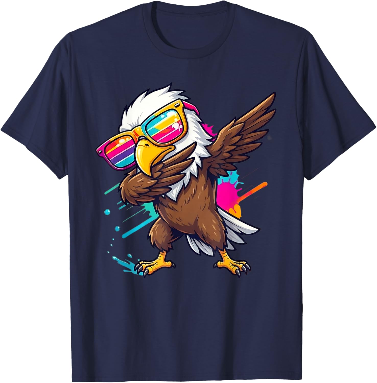 Dabbing Eagle Graphic Kids Boys Colorful Eagle Bird Lovers T-Shirt - T-Shirt | Navy