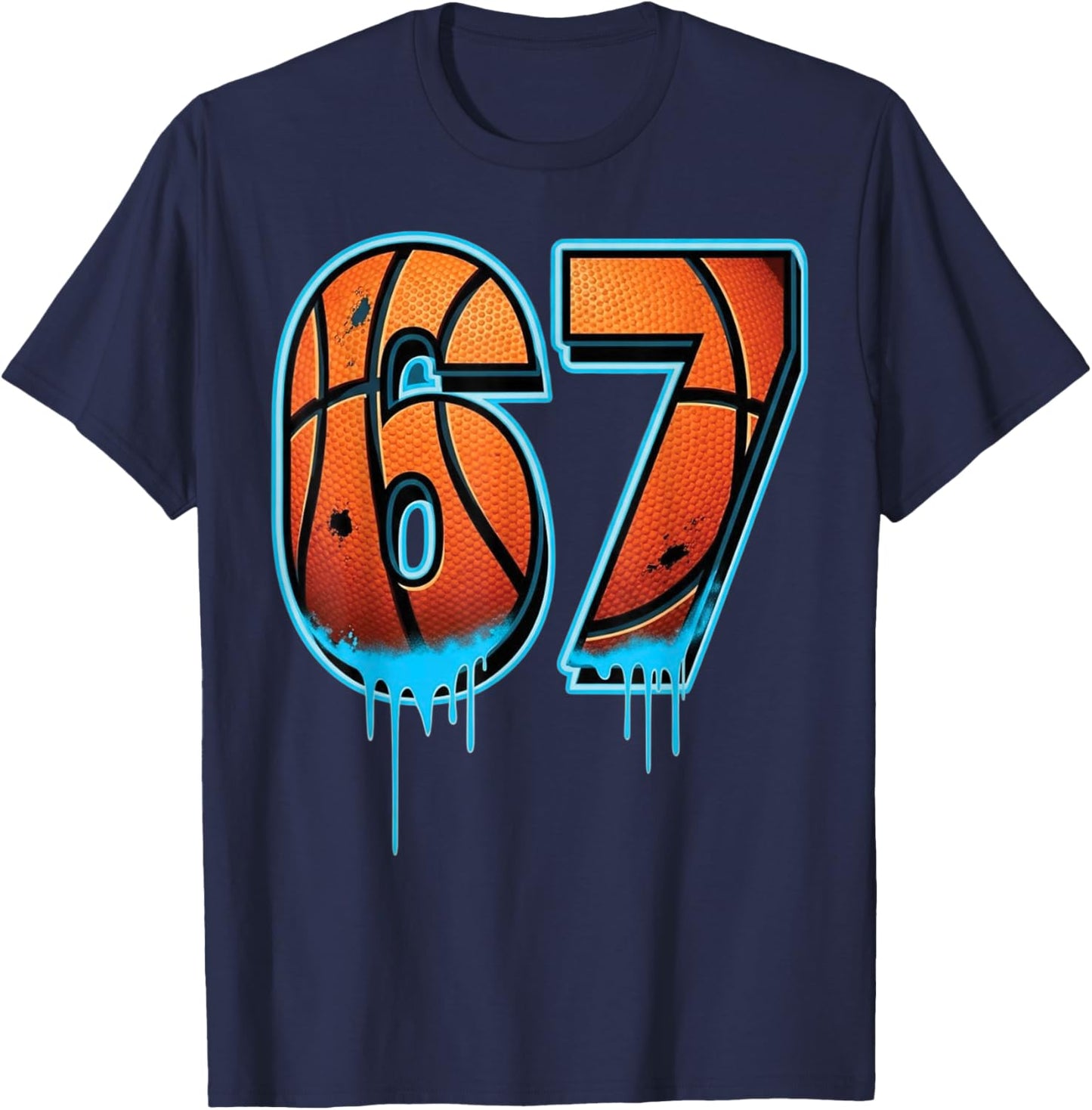 67 Basketball Drip Six Seven Funny 6 7 Meme for Boys Kids T-Shirt - T-Shirt | Navy