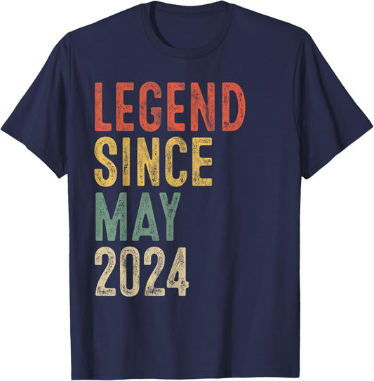Legend May 2024 2nd Birthday Boy Girl 2 Year Old T-Shirt - T-Shirt | Navy