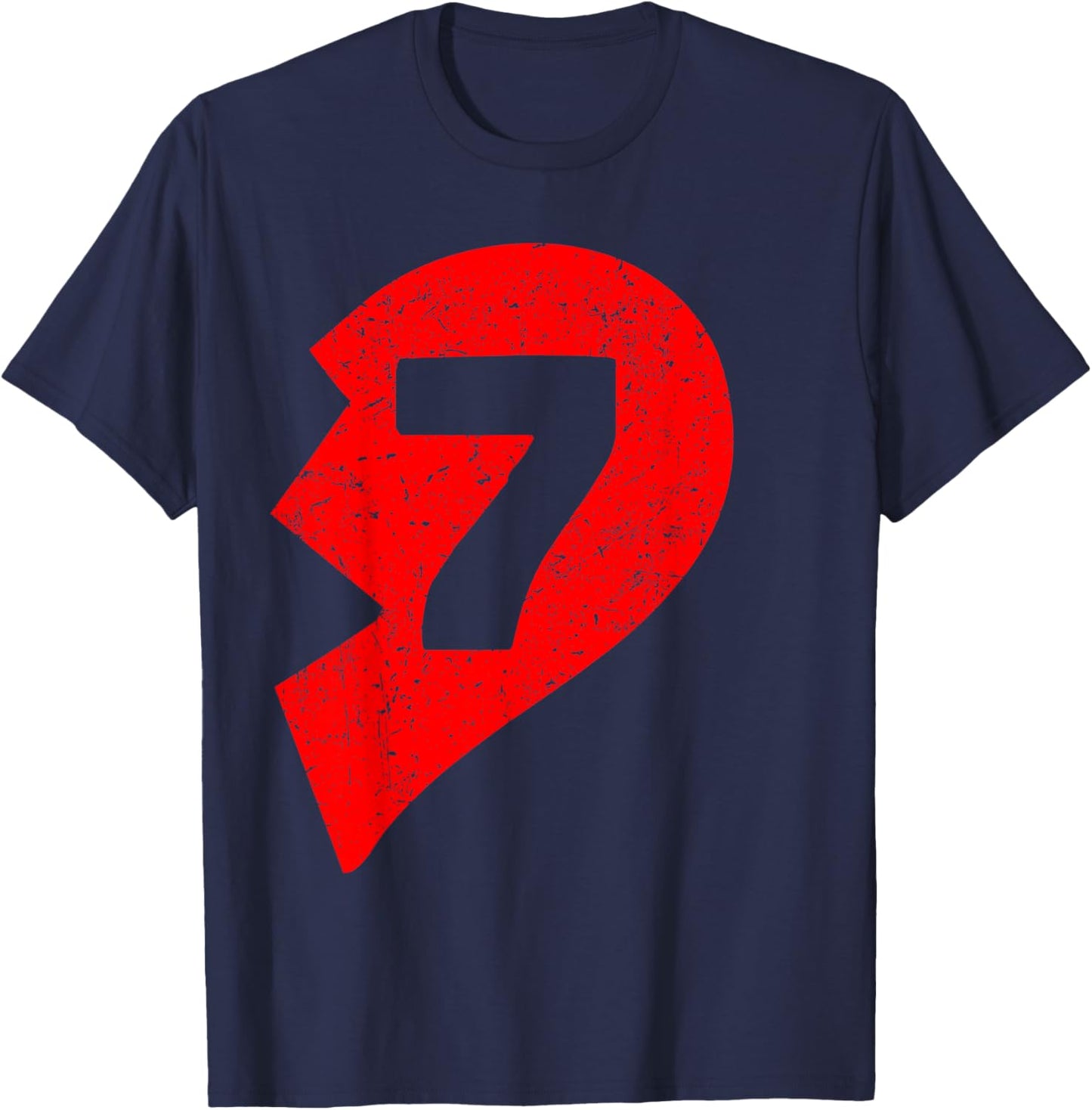 Number 7 Funny Matching Couple Friends Valentines Heart 67 T-Shirt - T-Shirt | Navy
