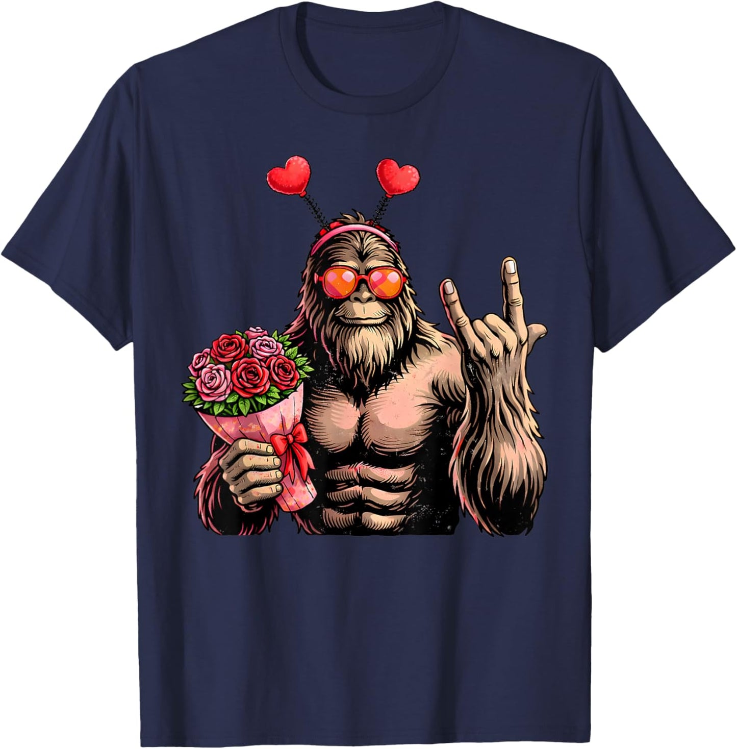 Funny Valentines Day Bigfoot Heart Sasquatch Men Boys Kids T-Shirt - T-Shirt | Navy