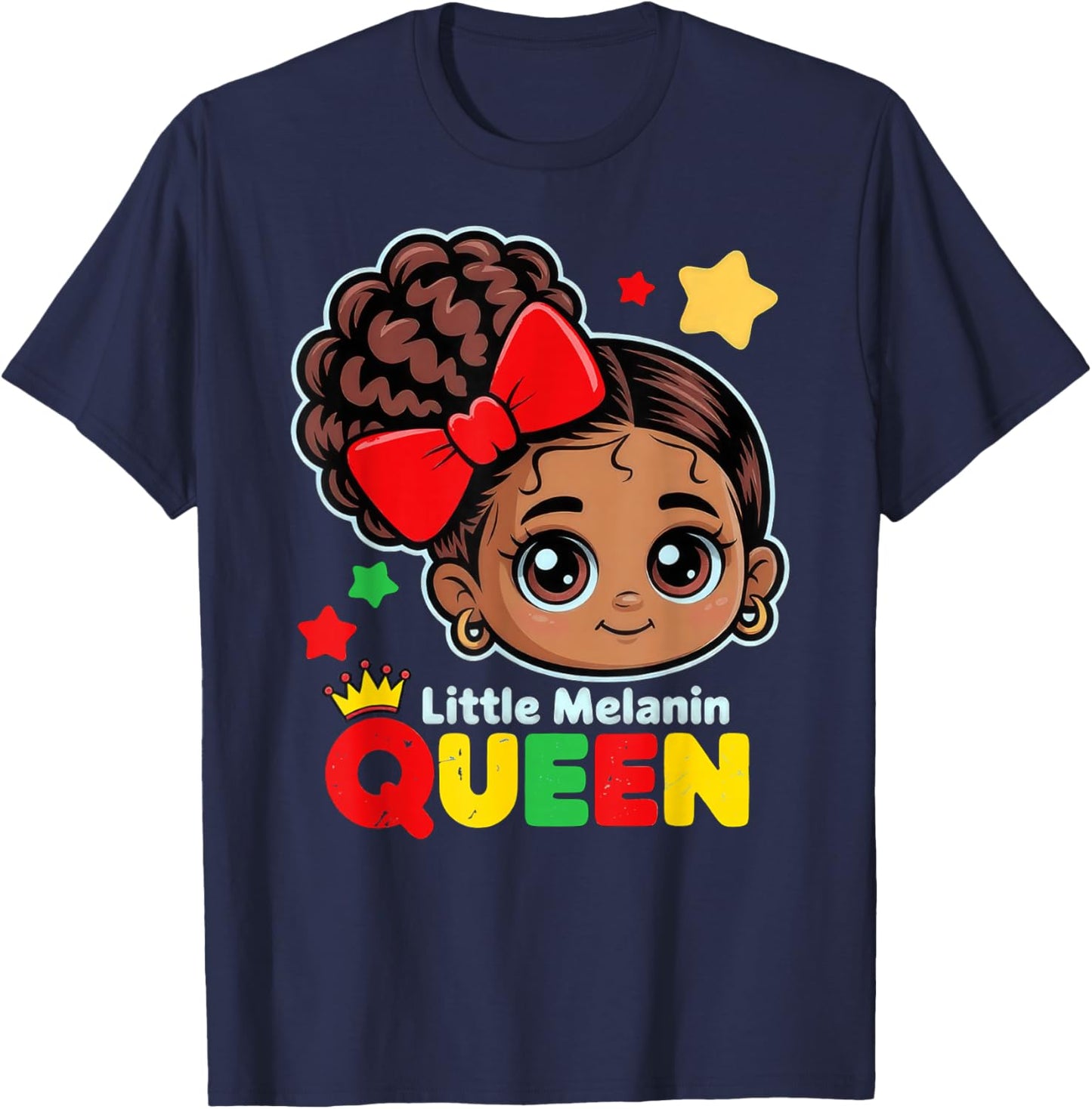 Little Melanin Queen Black History Month BLM African Girls T-Shirt - T-Shirt | Navy