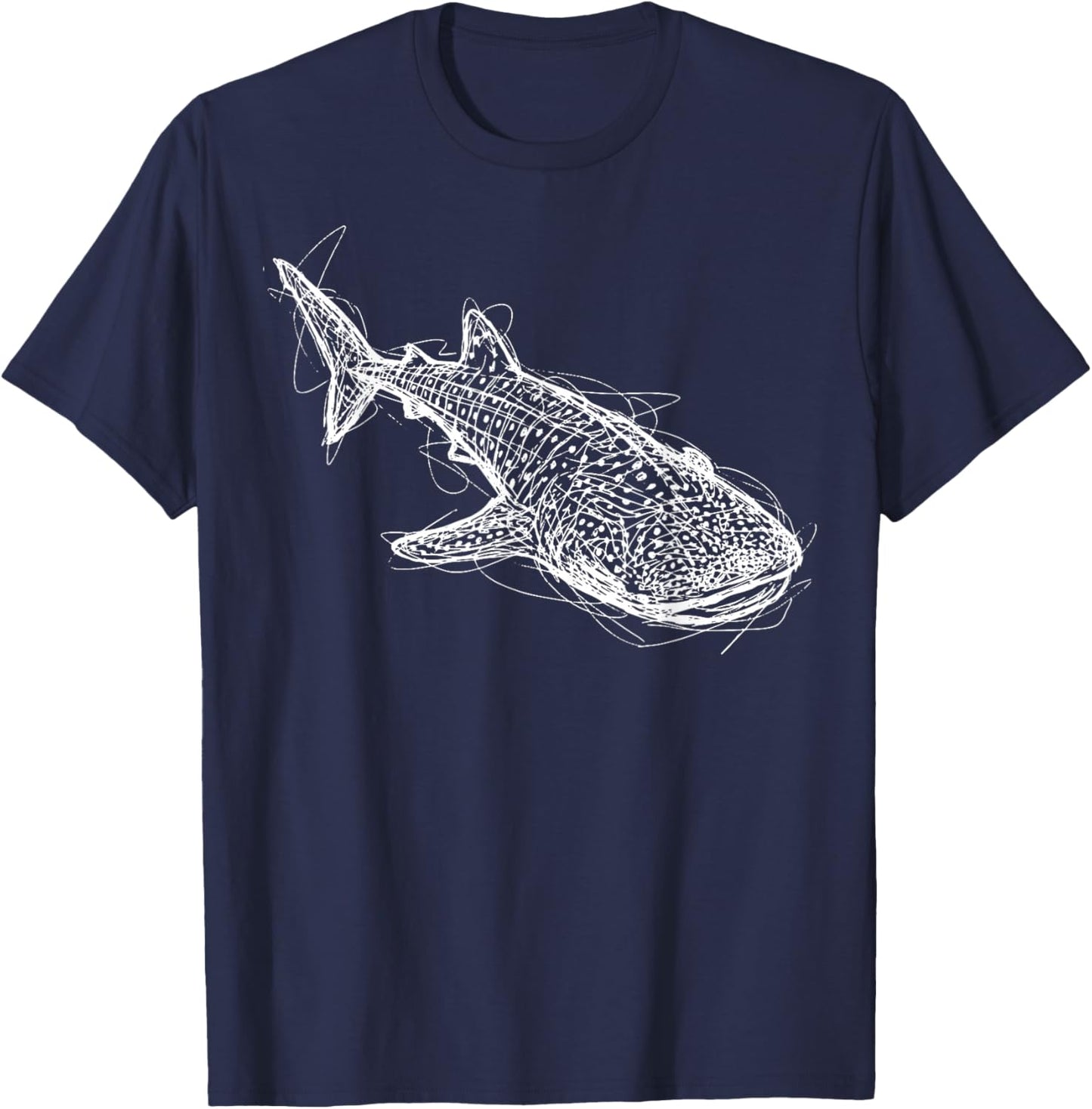 Whale Shark Line Art T-Shirt - T-Shirt | Navy